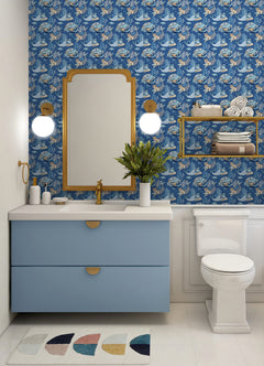 PrintFresh Meowing Mermaids Peel and Stick Wallpaper in a room setting