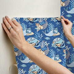 PrintFresh Meowing Mermaids Peel and Stick Wallpaper - how to stick