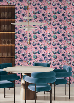 Champagne and Caviar P&S Wallpaper in a room setting