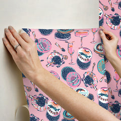 Champagne and Caviar P&S Wallpaper - how to stick