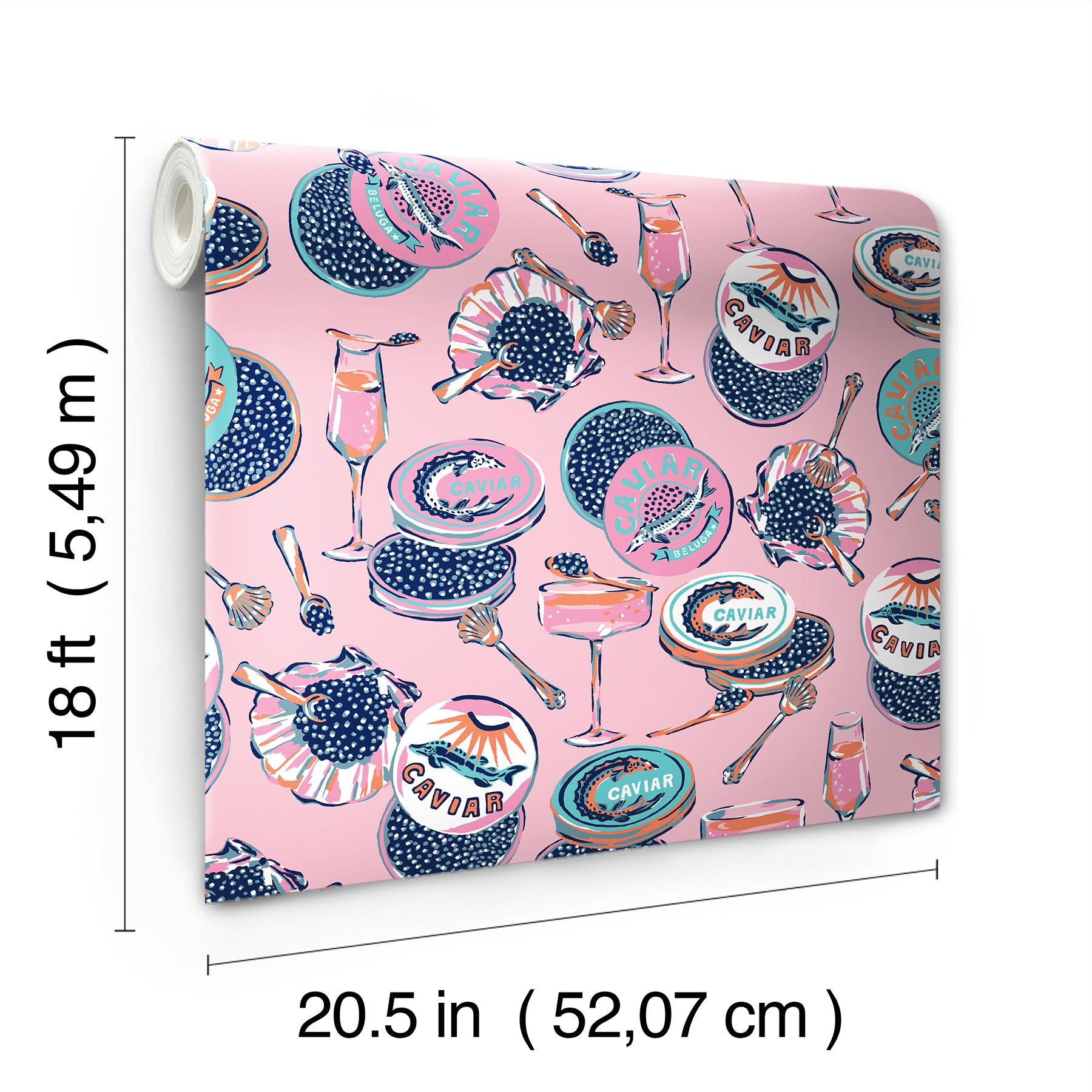 Champagne and Caviar P&S Wallpaper - dimensions