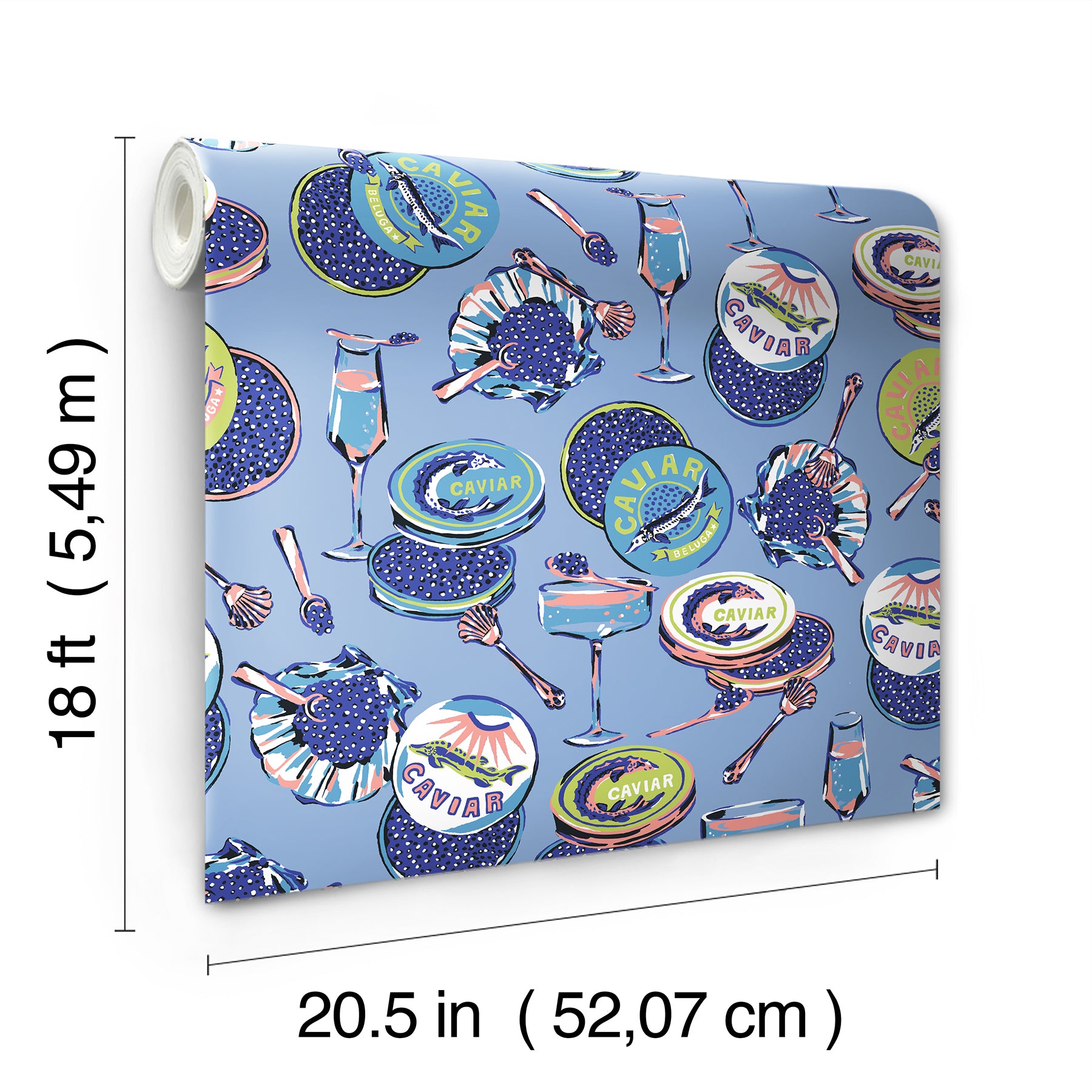 PrintFresh Champagne and Caviar Peel and Stick Wallpaper - dimensions