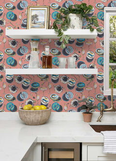 Champagne and Caviar P&S Wallpaper in a room setting