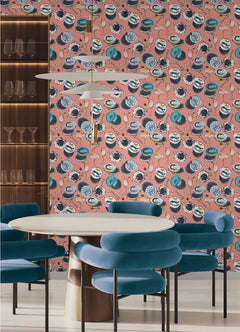 Champagne and Caviar P&S Wallpaper in a room setting