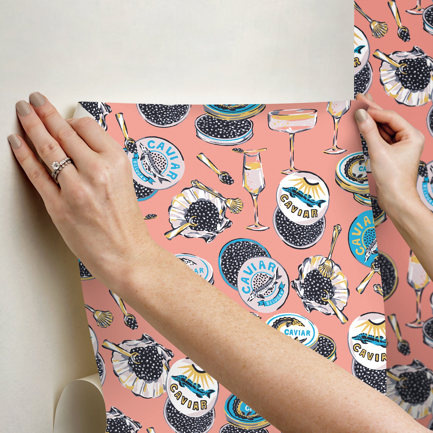Champagne and Caviar P&S Wallpaper - how to stick