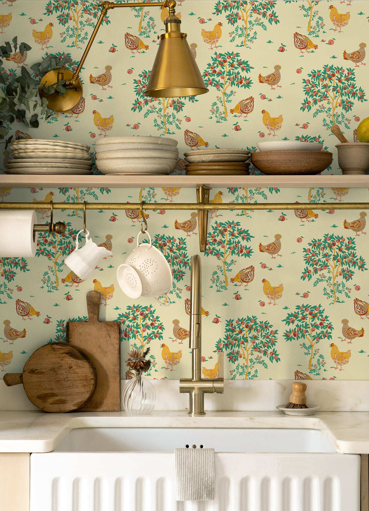Hen House P&S Wallpaper in a room setting