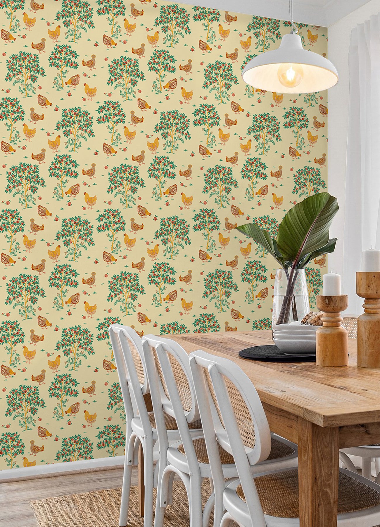 Hen House P&S Wallpaper in a room setting