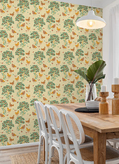 Hen House P&S Wallpaper in a room setting