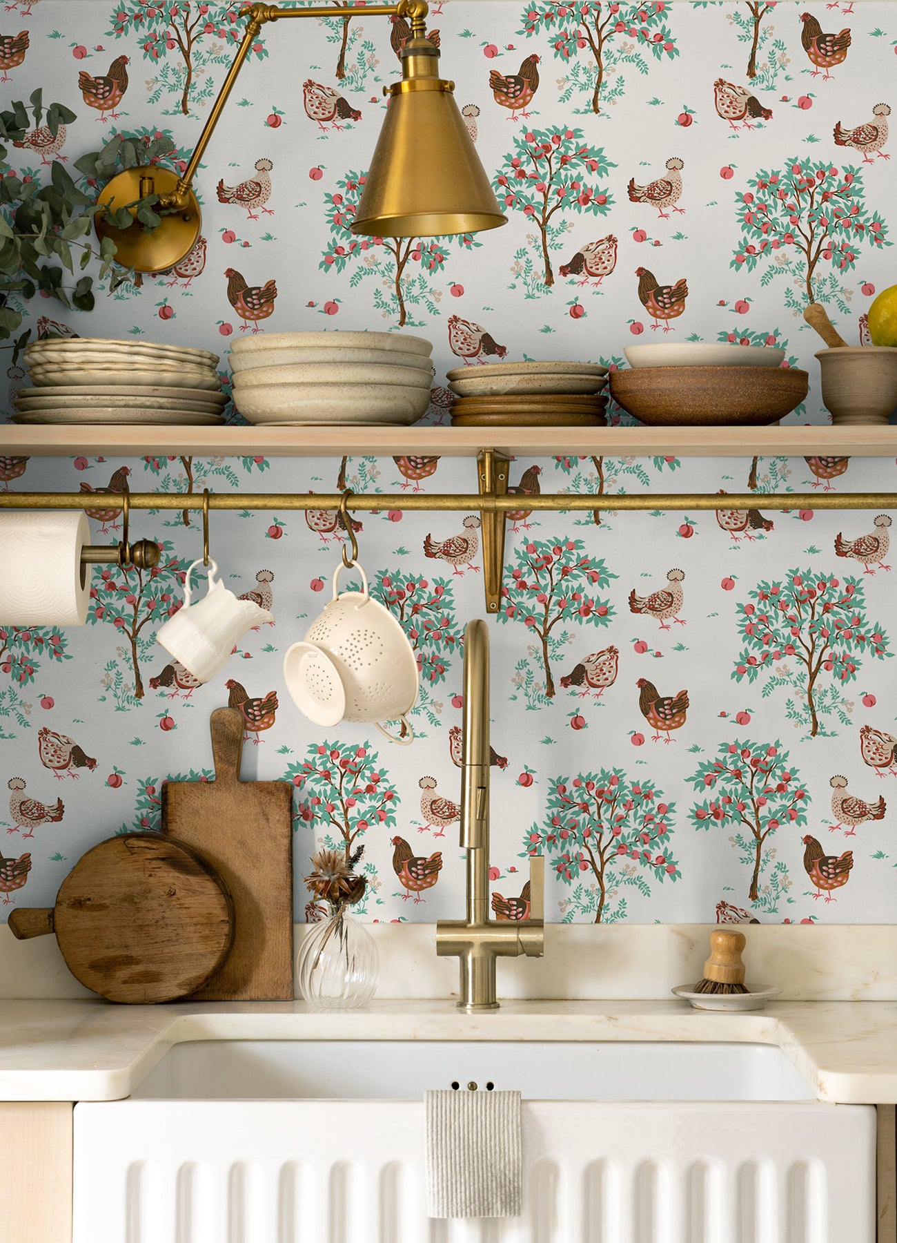 Hen House P&S Wallpaper in a room setting