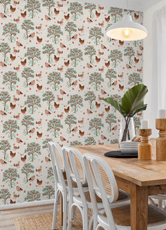 Hen House P&S Wallpaper in a room setting