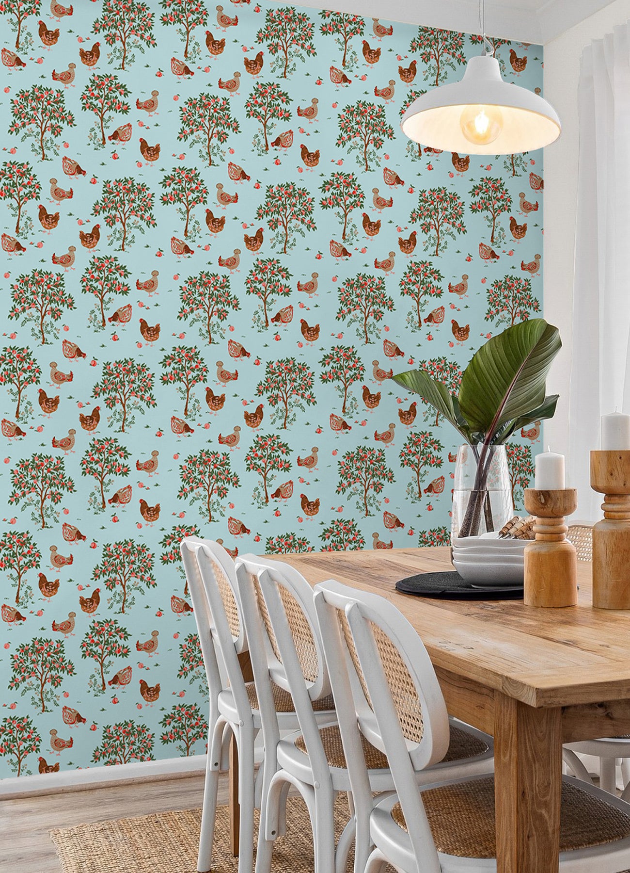 Hen House P&S Wallpaper in a room setting