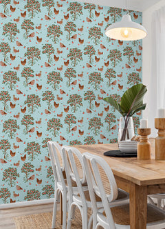 Hen House P&S Wallpaper in a room setting