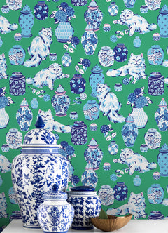 Fancy Cats P&S Wallpaper in a room setting