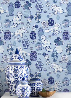 Fancy Cats P&S Wallpaper in a room setting
