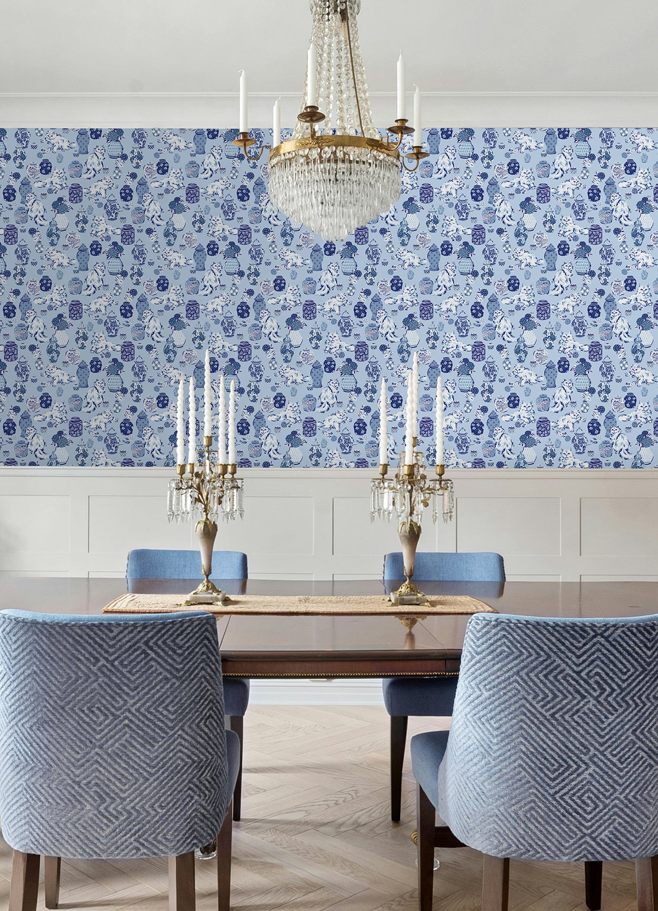Fancy Cats P&S Wallpaper in a room setting