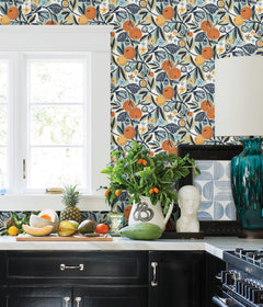 Clementine Garden P&S Wallpaper in a room setting