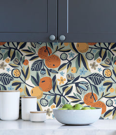 Clementine Garden P&S Wallpaper in a room setting