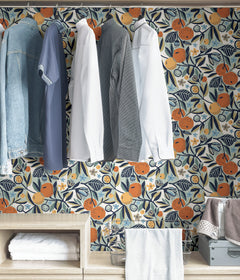 Clementine Garden P&S Wallpaper in a room setting