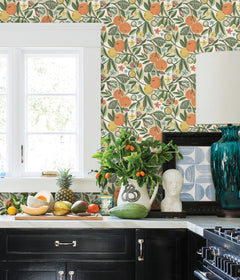 Pip & Lo Clementine Garden Peel and Stick Wallpaper in a room setting