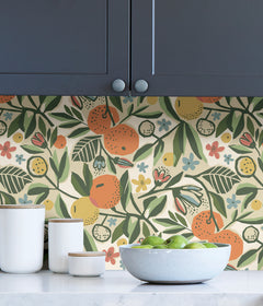 Pip & Lo Clementine Garden Peel and Stick Wallpaper in a room setting