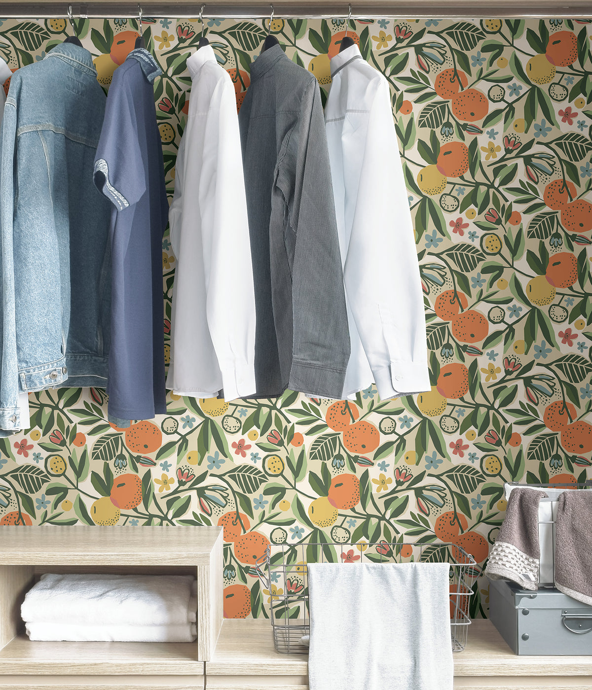 Pip & Lo Clementine Garden Peel and Stick Wallpaper in a room setting