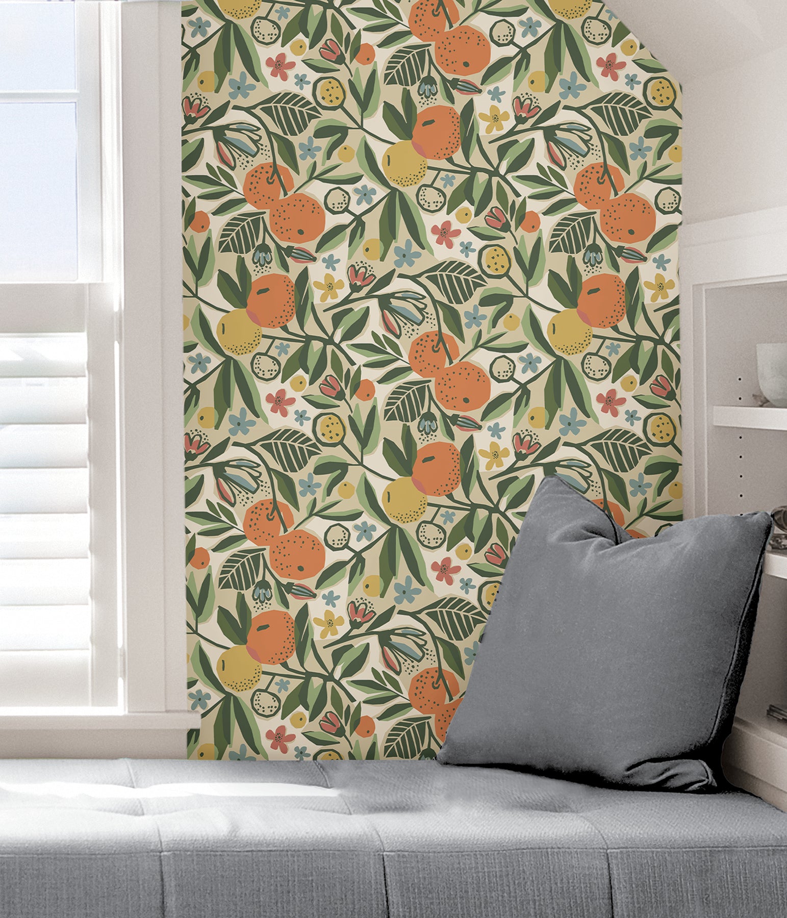 Pip & Lo Clementine Garden Peel and Stick Wallpaper in a room setting