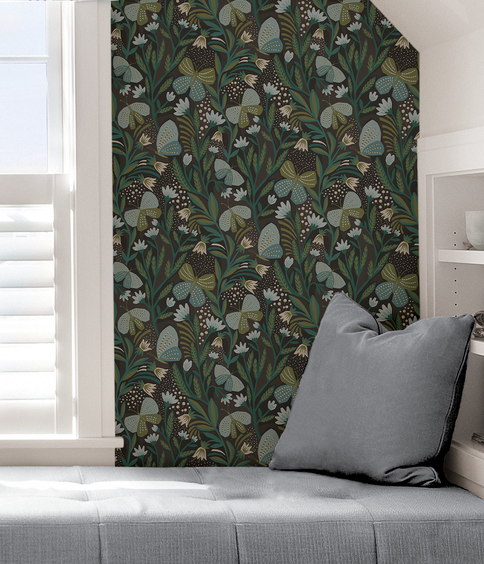 Pip & Lo Papillon Flutter Peel and Stick Wallpaper in a room setting