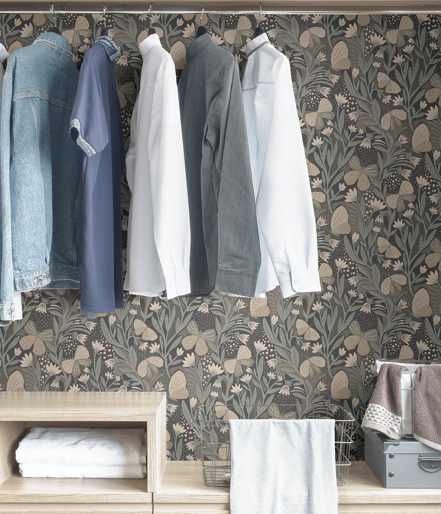 Pip & Lo Papillon Flutter Peel and Stick Wallpaper in a room setting