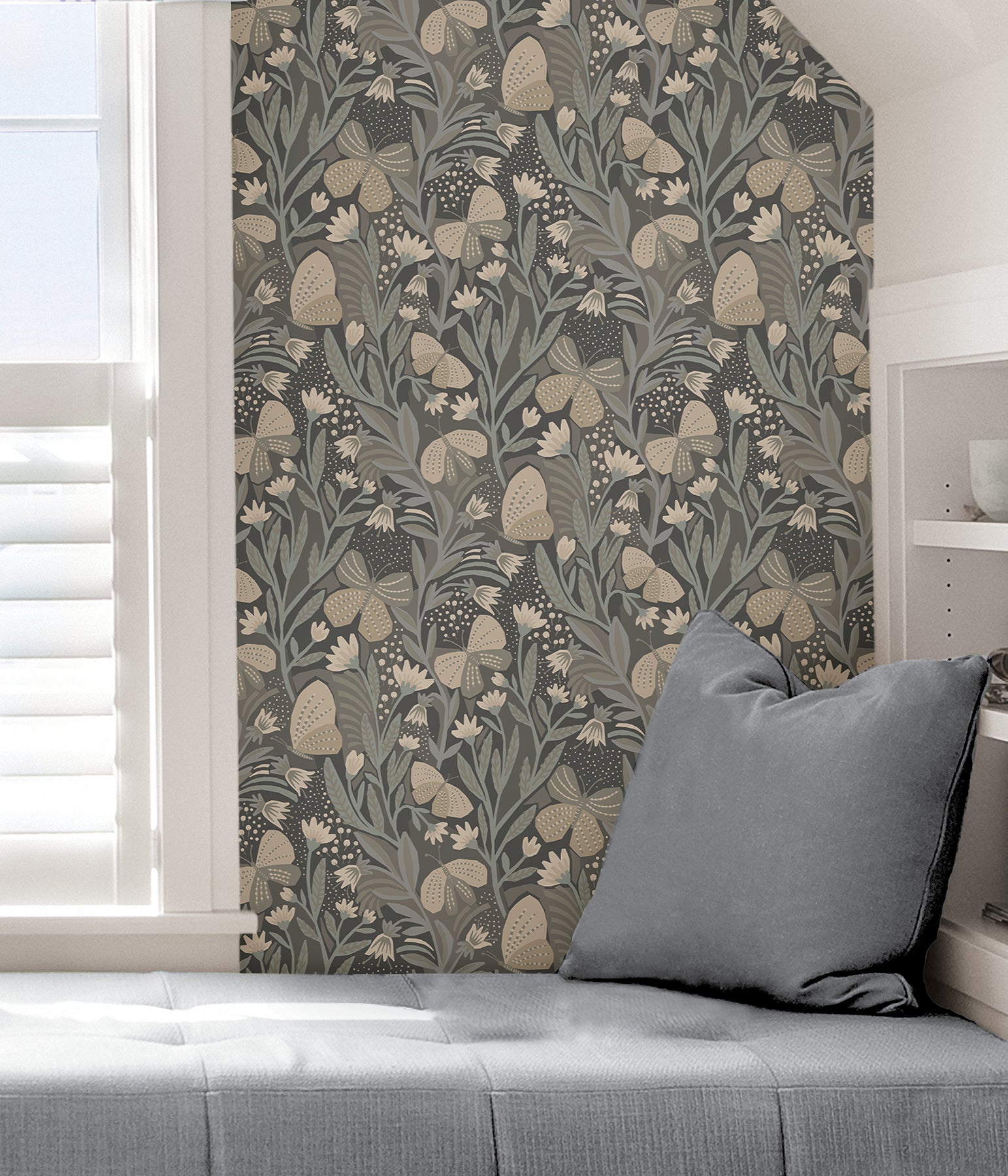 Pip & Lo Papillon Flutter Peel and Stick Wallpaper in a room setting