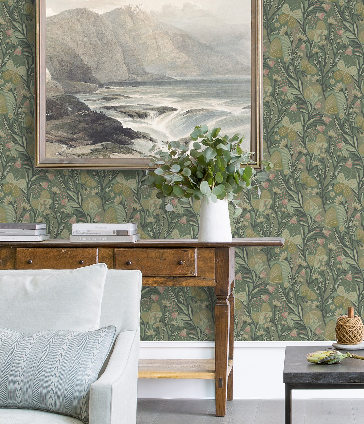 Pip & Lo Papillon Flutter Peel and Stick Wallpaper in a room setting