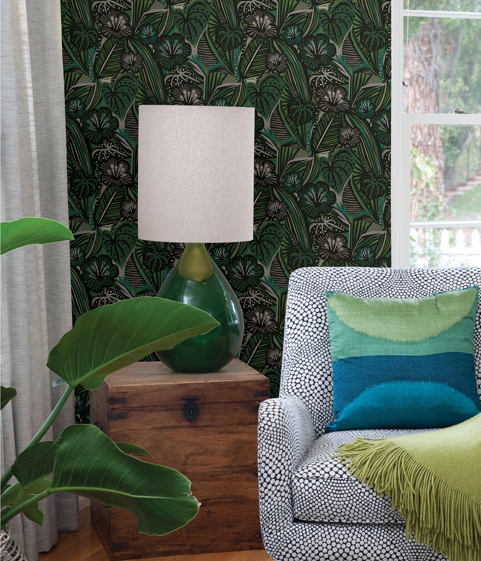 LotusLand P&S Wallpaper in a room setting