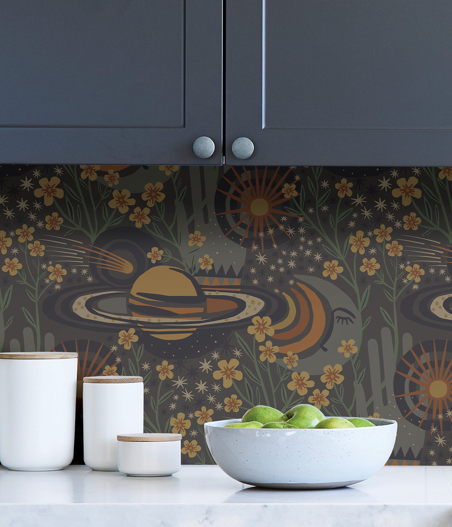 Pip & Lo Ethereal Cosmos Peel and Stick Wallpaper in a room setting