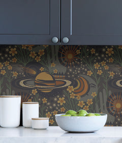 Pip & Lo Ethereal Cosmos Peel and Stick Wallpaper in a room setting