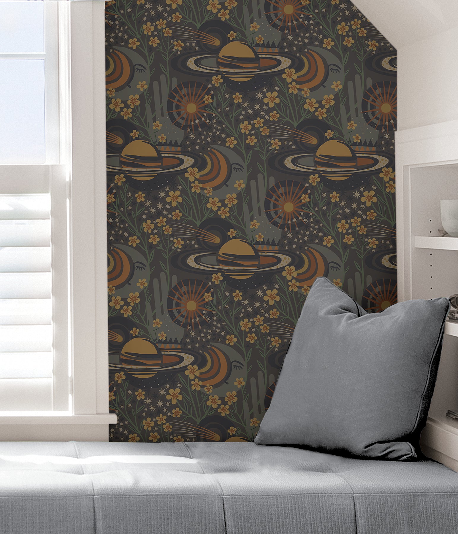 Pip & Lo Ethereal Cosmos Peel and Stick Wallpaper in a room setting