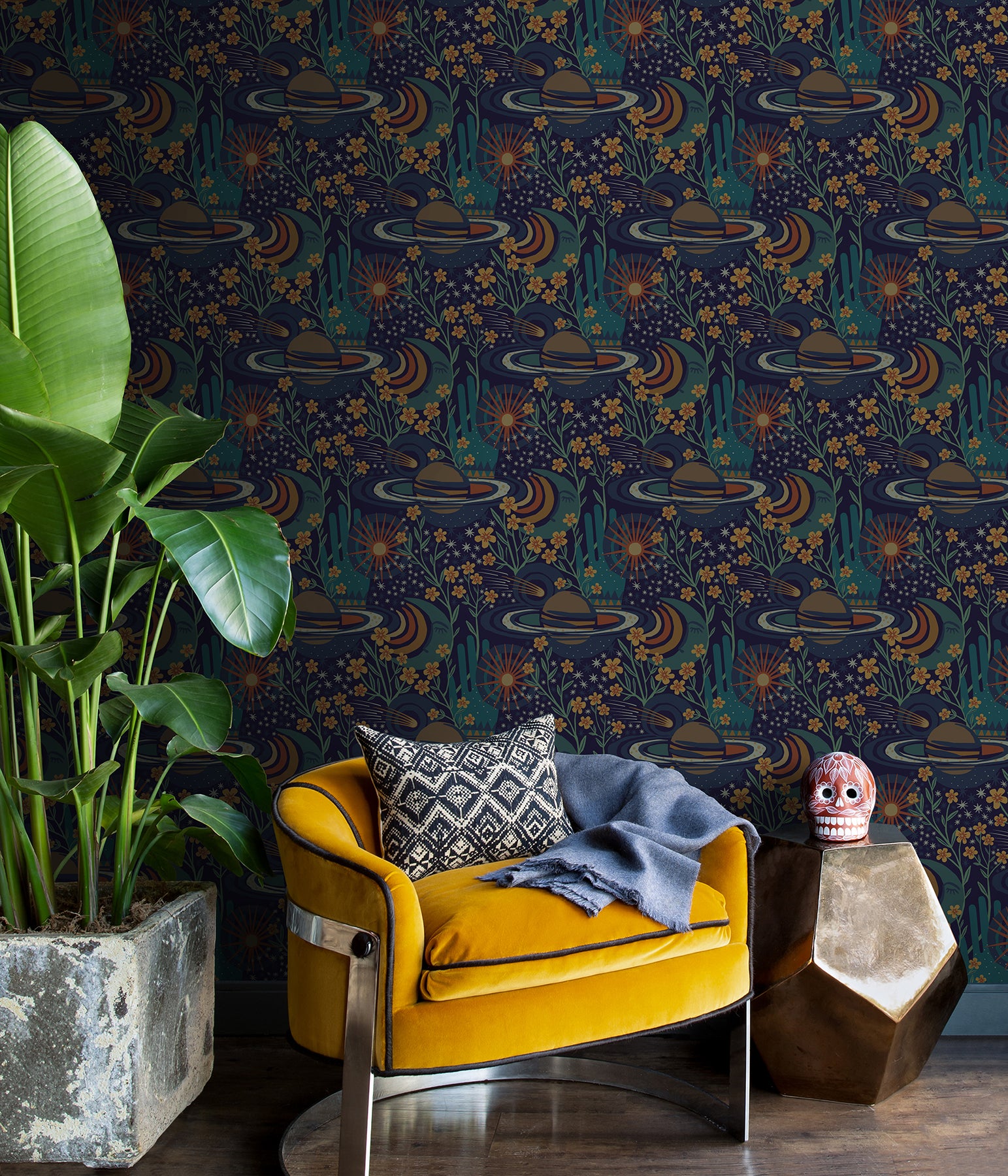 Ethereal Cosmos P&S Wallpaper in a room setting