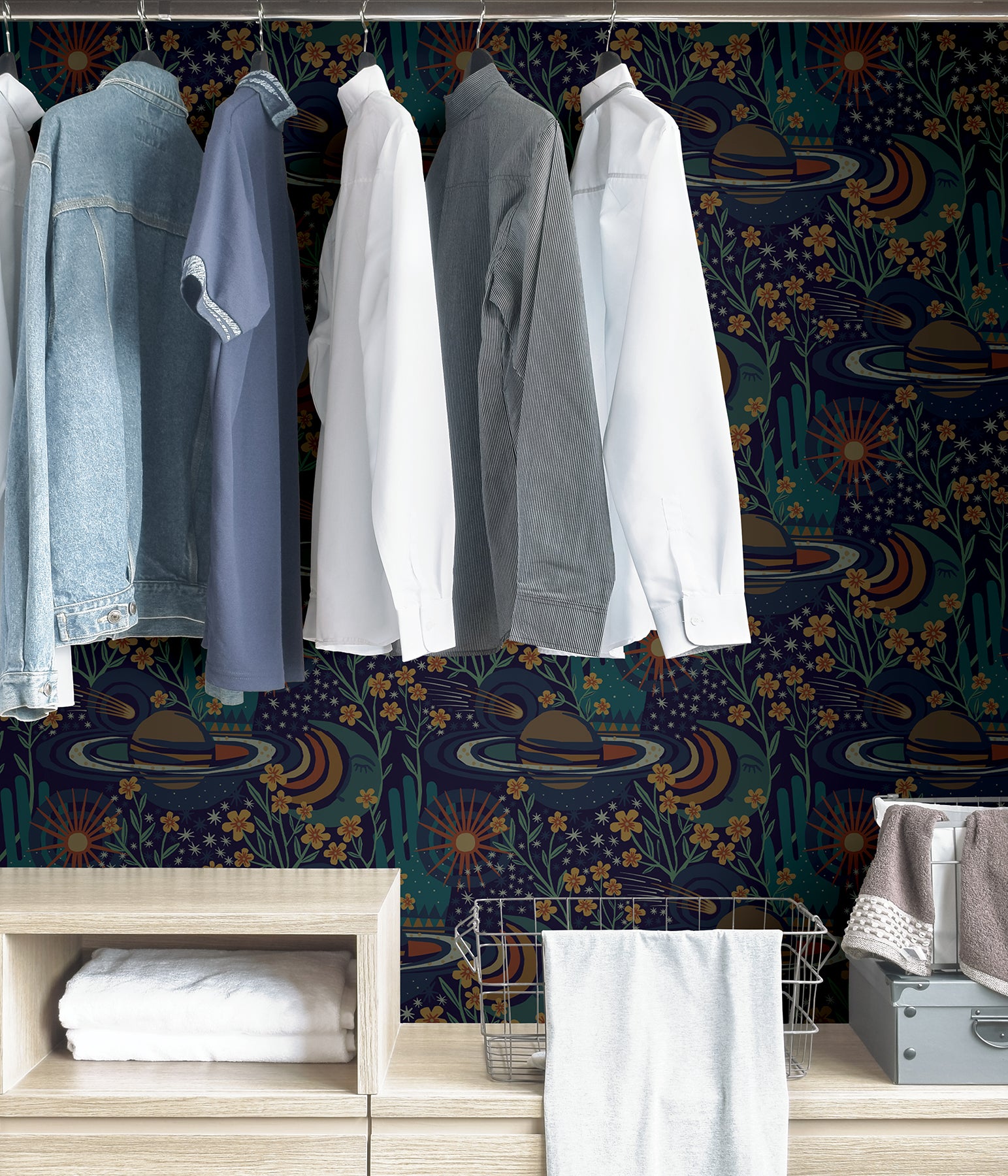 Ethereal Cosmos P&S Wallpaper in a room setting