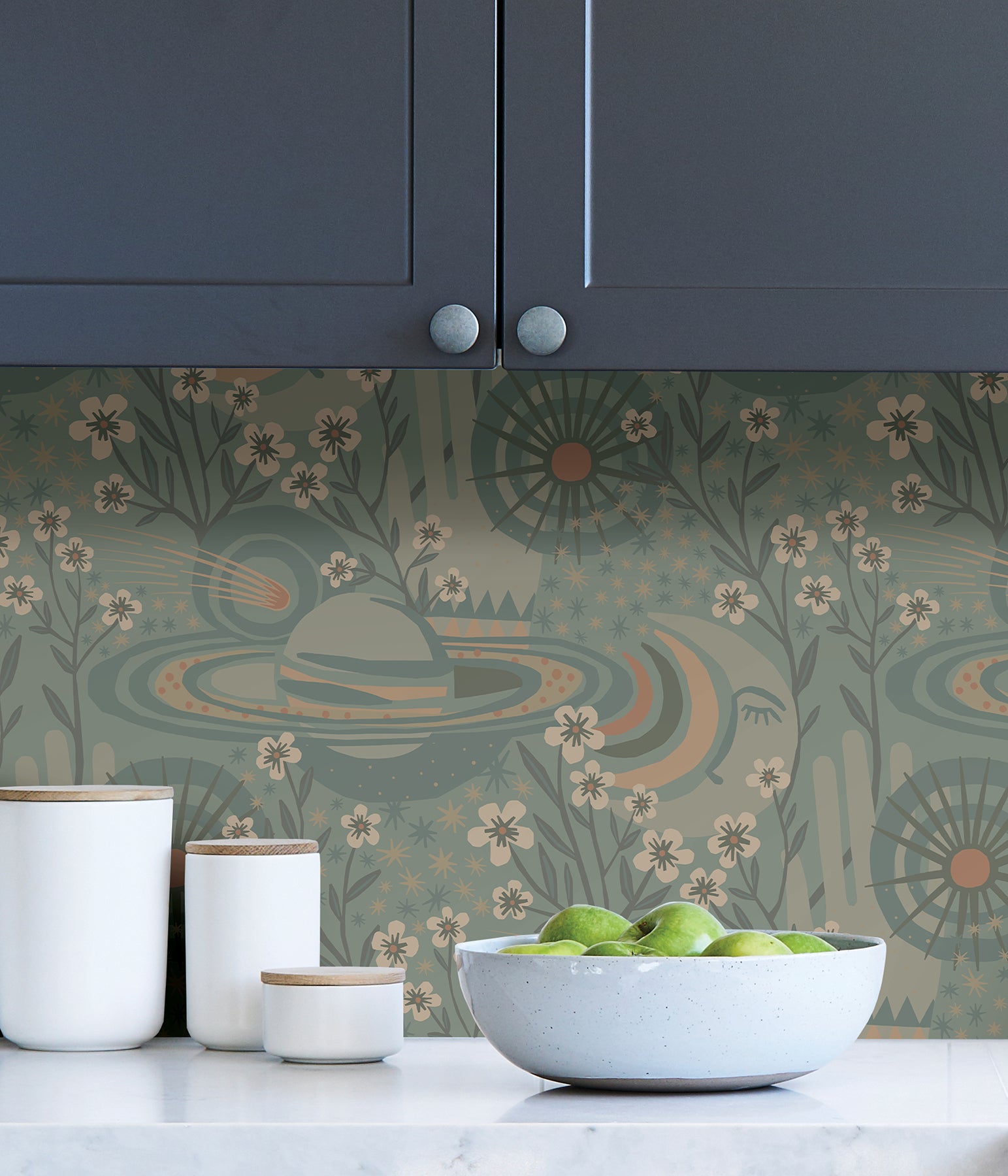 Pip & Lo Ethereal Cosmos Peel and Stick Wallpaper in a room setting