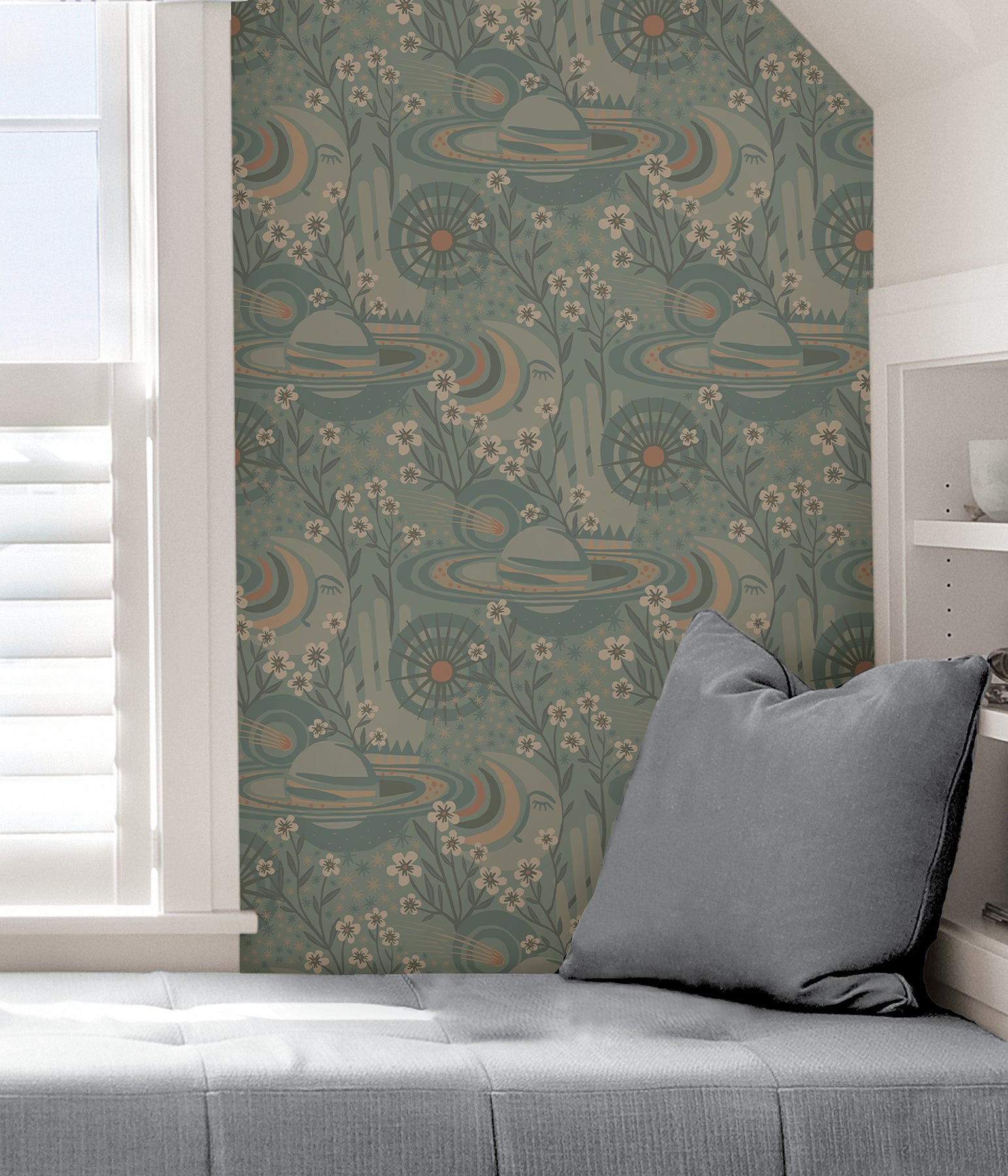 Pip & Lo Ethereal Cosmos Peel and Stick Wallpaper in a room setting