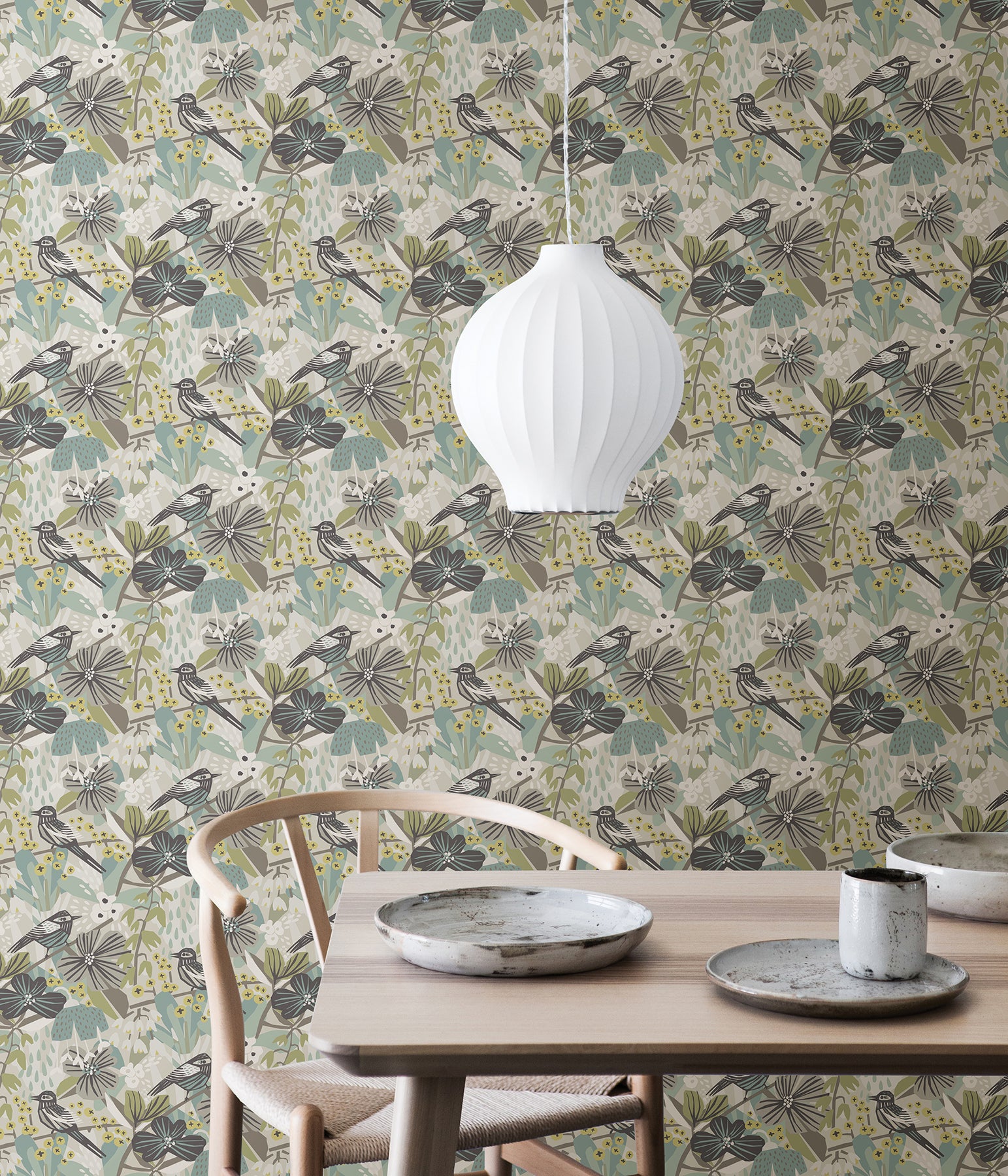 Jaybird P&S Wallpaper in a room setting