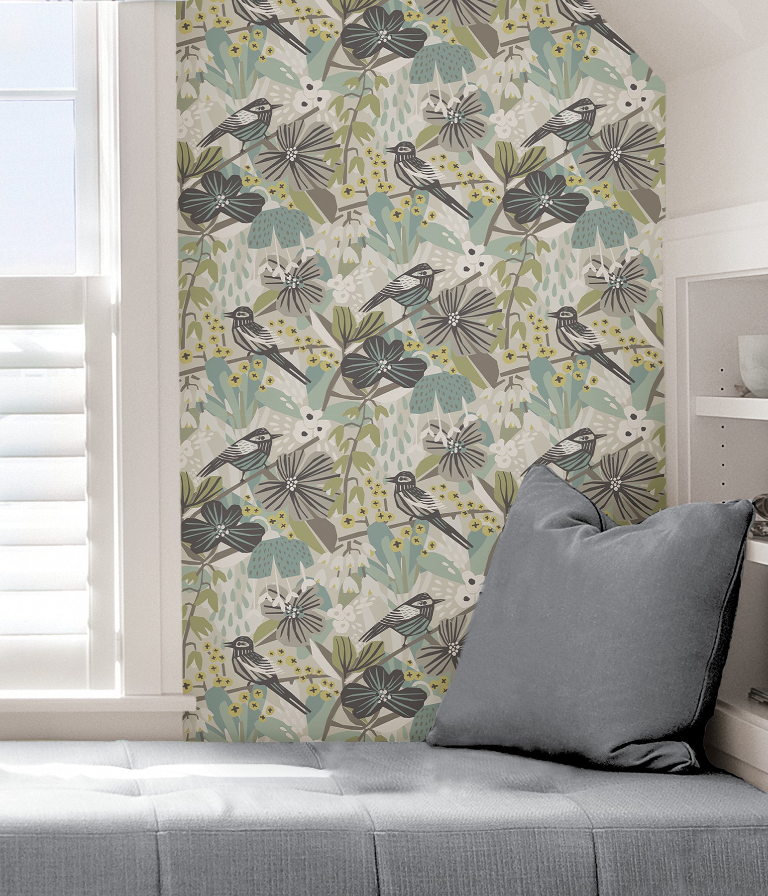 Jaybird P&S Wallpaper in a room setting