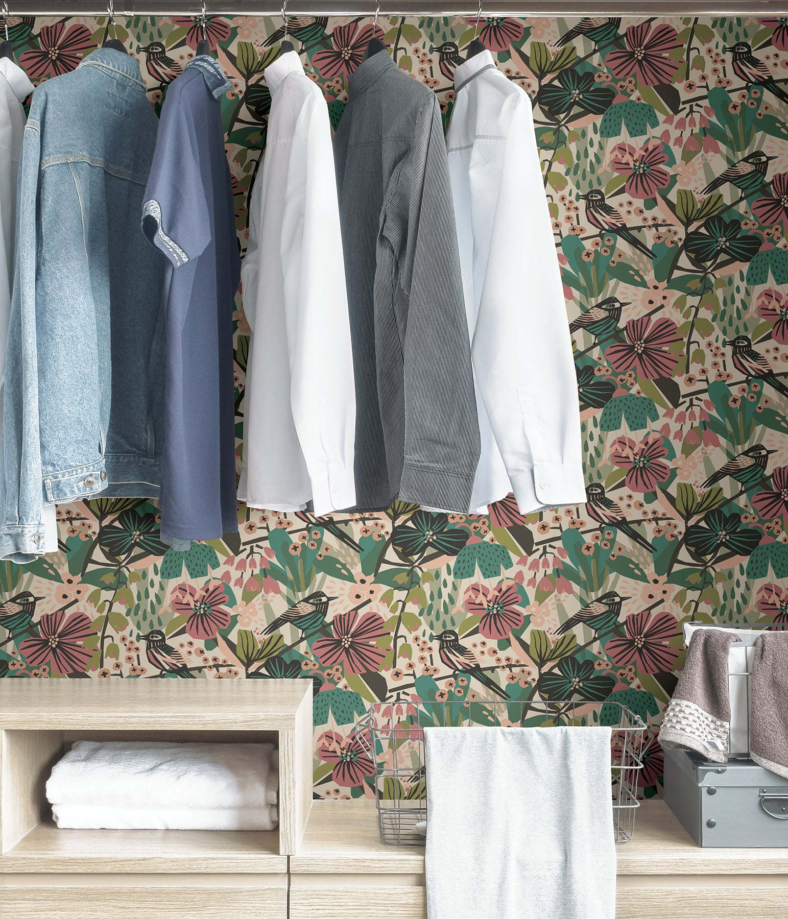 Jaybird P&S Wallpaper in a room setting