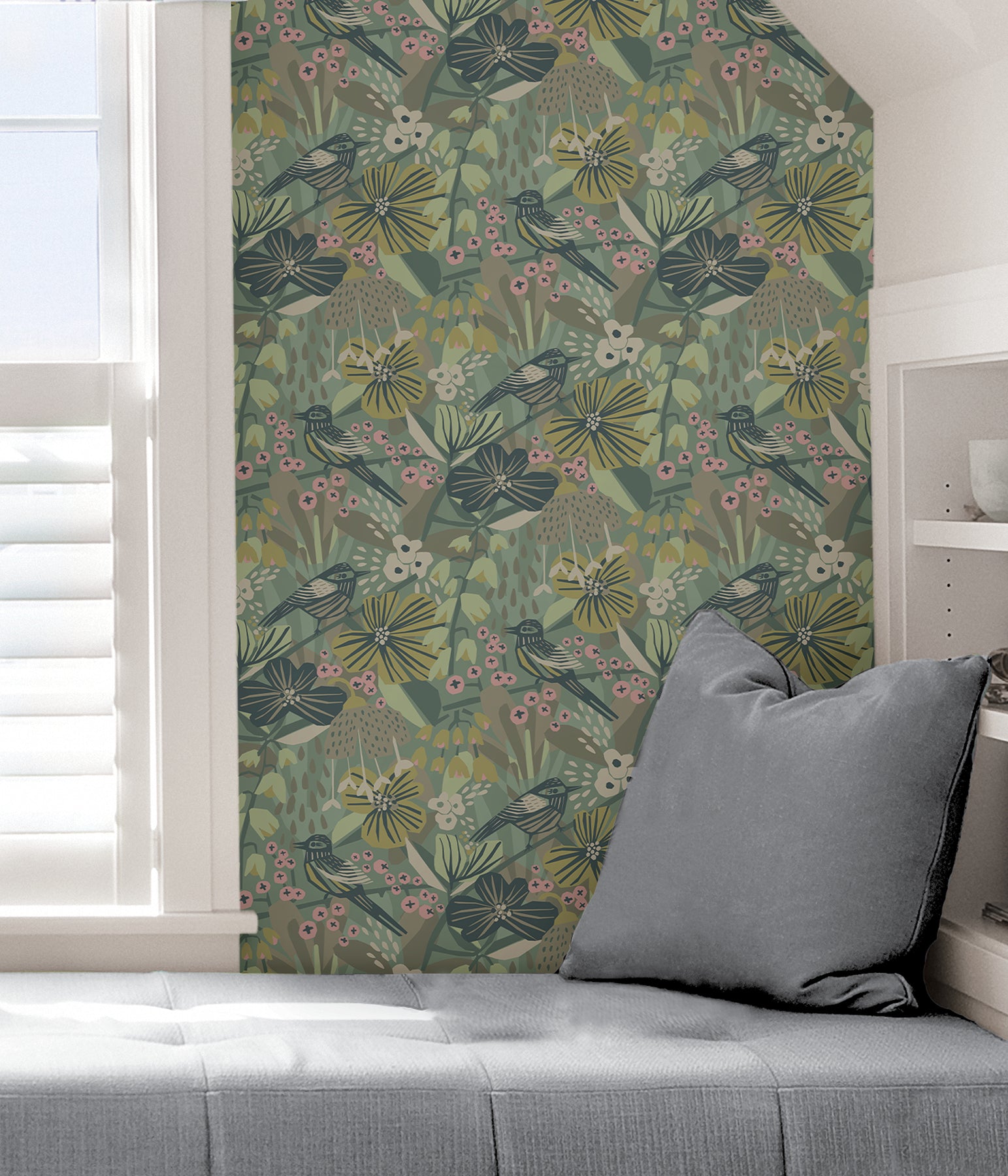 Jaybird P&S Wallpaper in a room setting