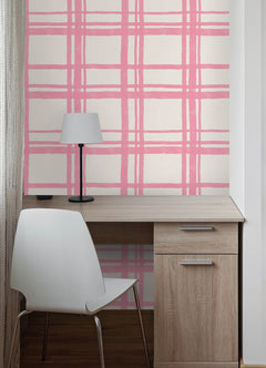 Packed Party Plaid Peel and Stick Wallpaper in a room setting