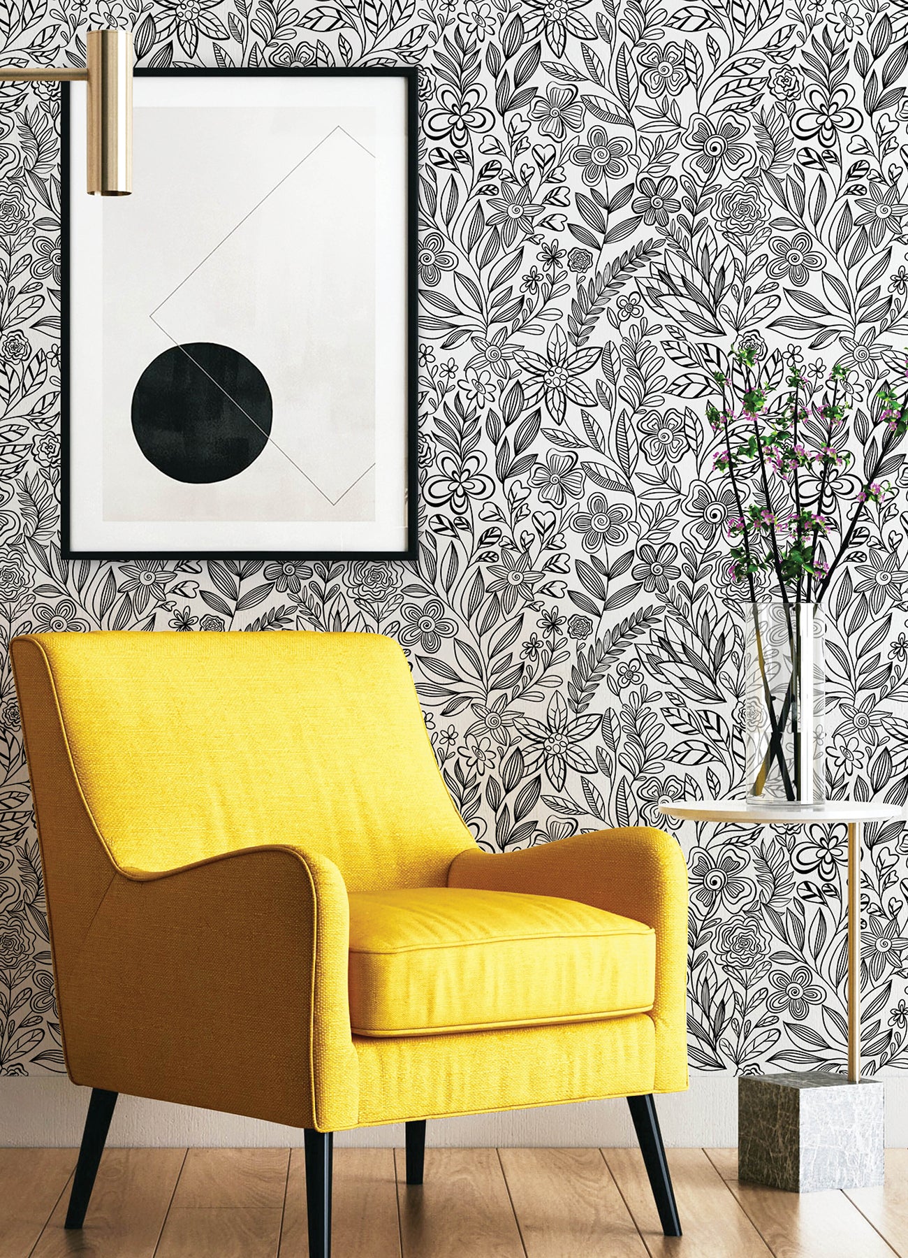Packed Party Garden Simply Stated Peel and Stick Wallpaper in a room setting
