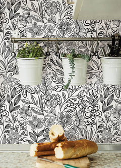 Packed Party Garden Simply Stated Peel and Stick Wallpaper in a room setting