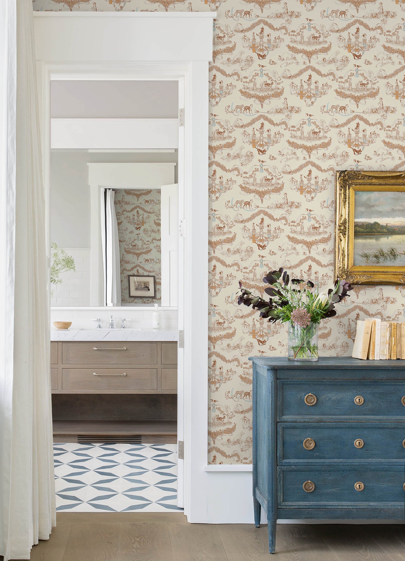 Rachel Antonoff Worst in Show Peel and Stick Wallpaper in a room setting