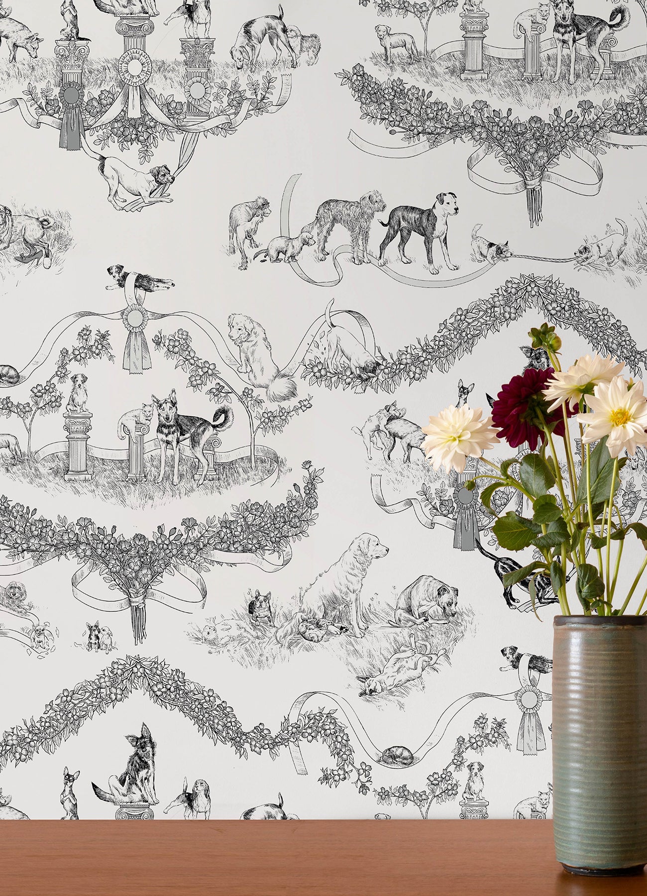 Rachel Antonoff Worst in Show Peel and Stick Wallpaper in a room setting