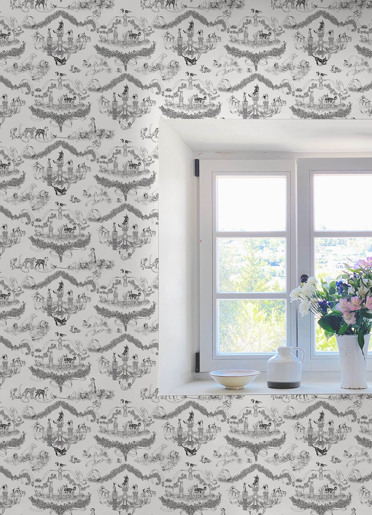 Rachel Antonoff Worst in Show Peel and Stick Wallpaper in a room setting