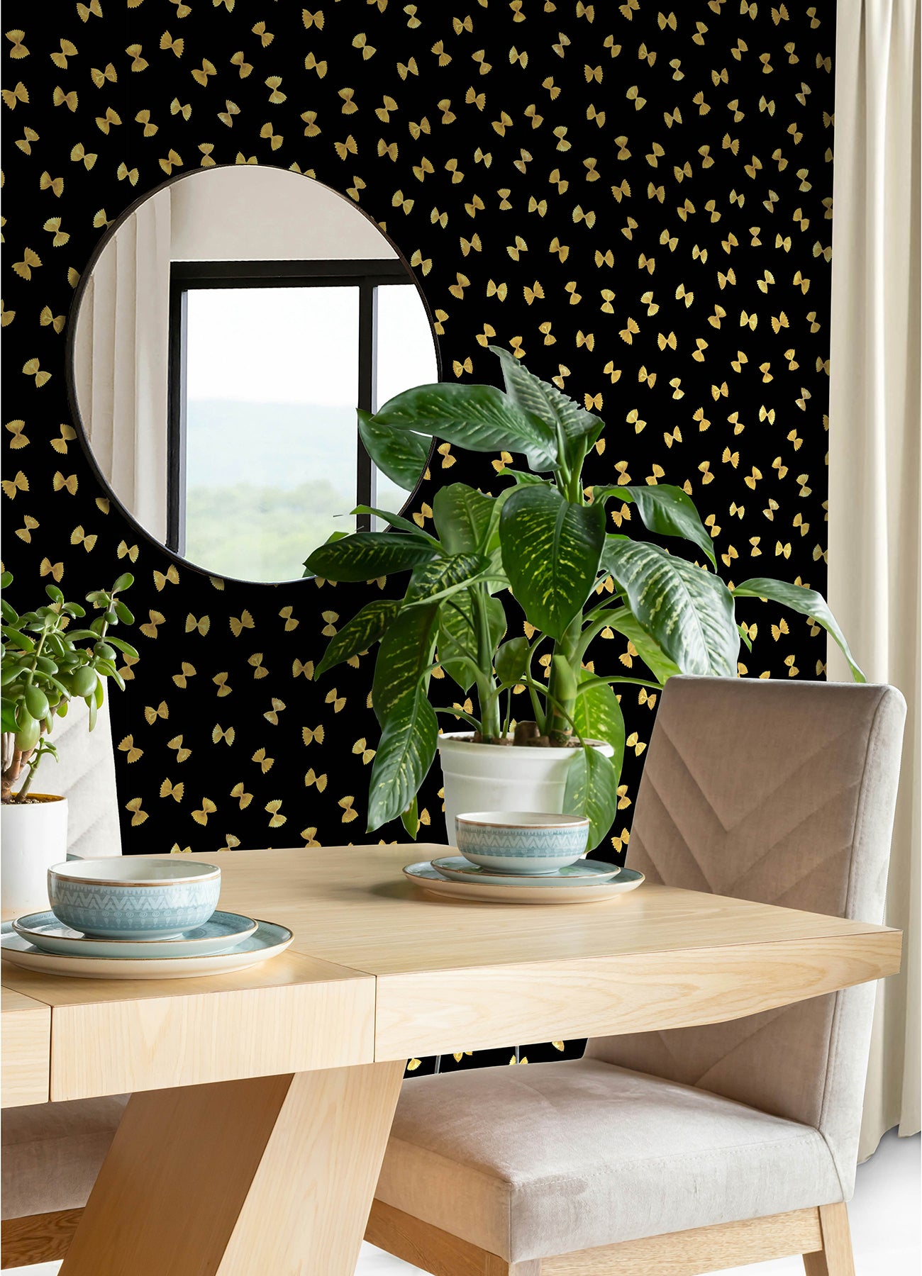 Pasta P&S Wallpaper in a room setting