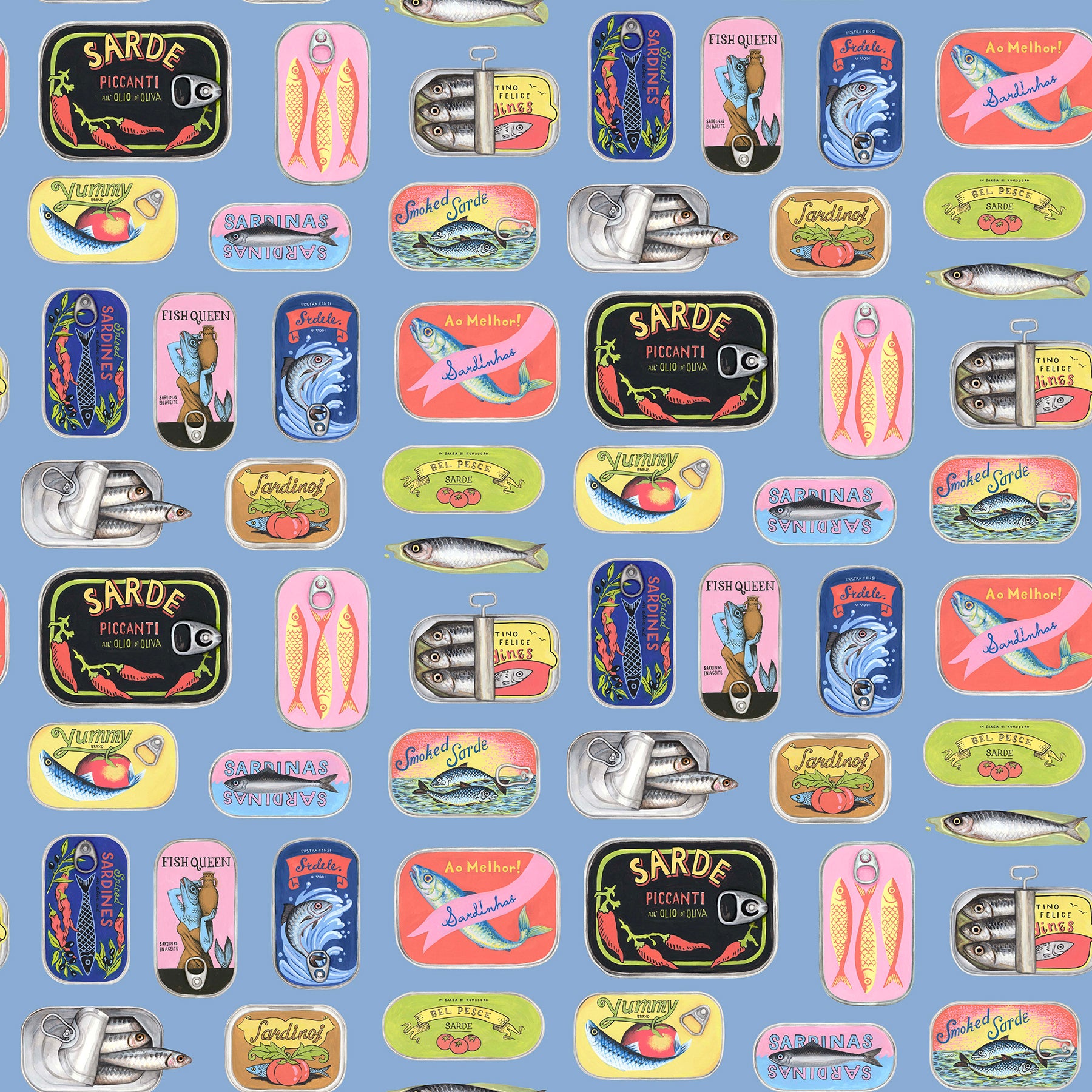 Rachel Antonoff Sardine Tins Peel and Stick Wallpaper by WallPops